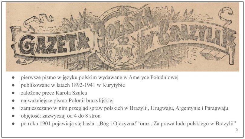 Jarzynska Katarzyna, Rokicka Renata:  Gazeta Polska w Brazylii 1893-1914